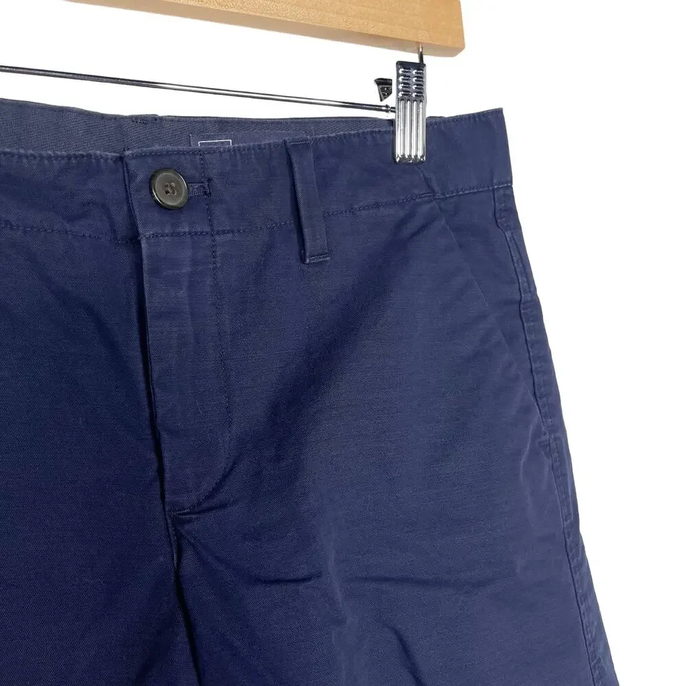 Gap Womens 2 Indigo Blue Girlfriend Roll Shorts Chino Cotton Flat Front Casual